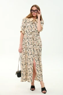Платье NikVa н985 -4 песочный мультиколор