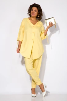 Брючный костюм LILIANA М 1450 н двойка жёлто-лимонный