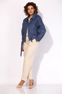 Брючный костюм LILIANA М 1522-1507 двойка синий, экрю