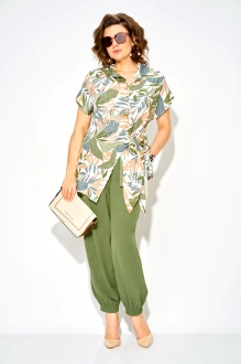 Брючный костюм LILIANA М1529 двойка олива