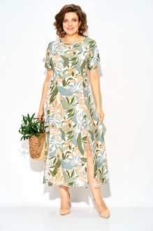 Платье LILIANA М1530 бежево-зеленое