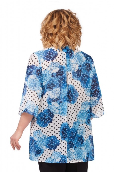 Блузка, туника, рубашка Pretty 740 синие цветы размер 56-66 #2