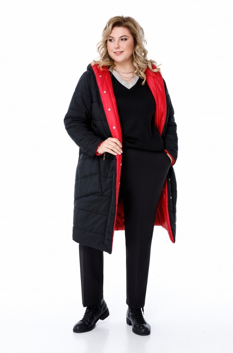 Пальто Pretty 1208 двустороннее черный и красный размер 56-72 #1