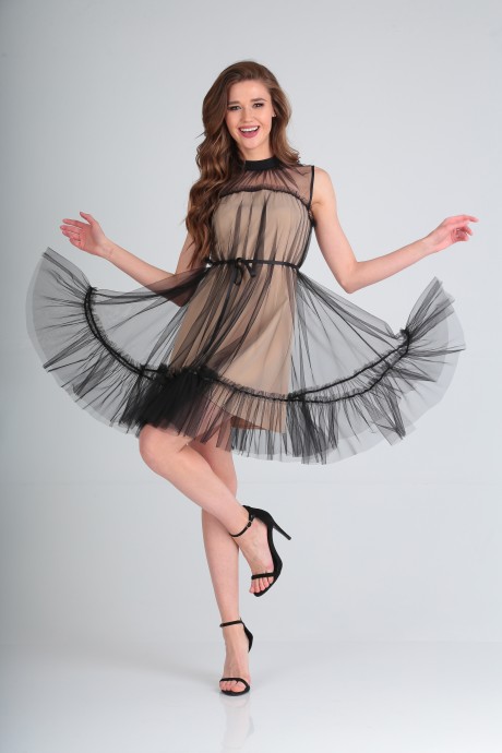 Вечернее платье DoMira 01-560 черный с бежевым размер 42-46 #1
