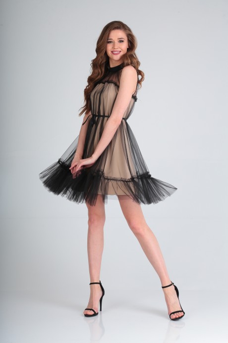 Вечернее платье DoMira 01-560 черный с бежевым размер 42-46 #2