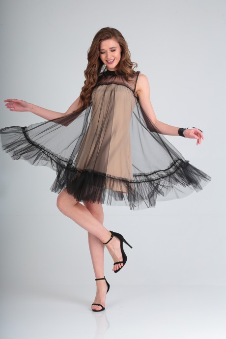 Вечернее платье DoMira 01-560 черный с бежевым размер 42-46 #3