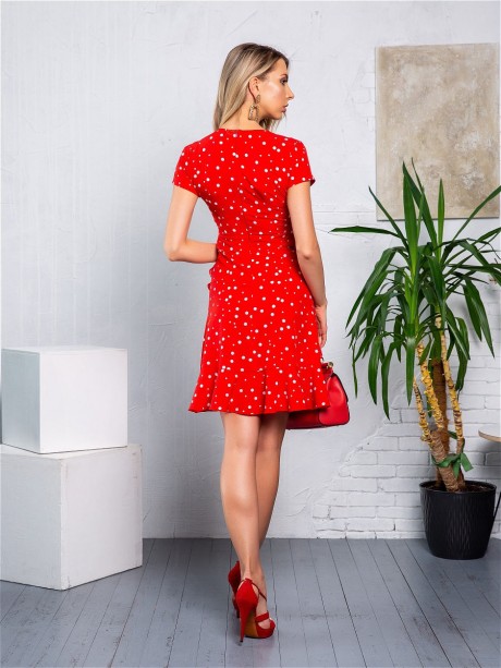 Вечернее платье DoMira 01-446 красный в белый горох размер 42-48 #4