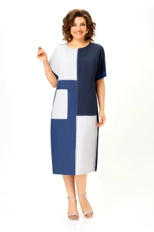 Платье Дали 7077 синее, геометрия