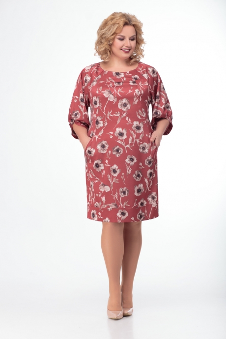 Вечернее платье Кокетка и К 691 розовые тона+цветы размер 46-54 #2