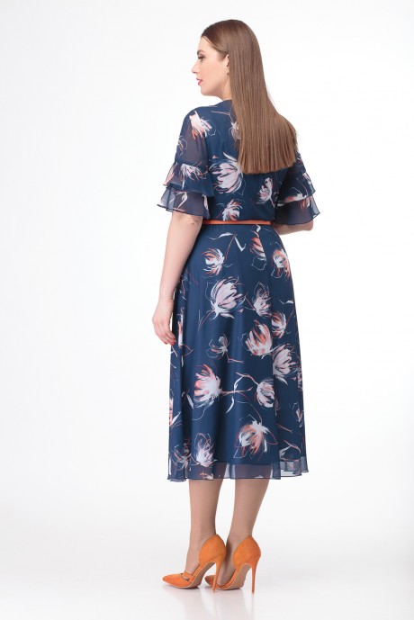 Вечернее платье Кокетка и К 726 -1 синий в цветы размер 52-56 #3