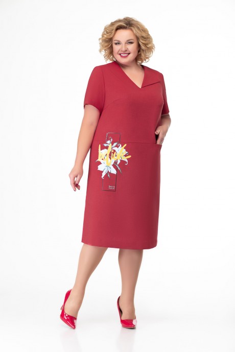 Платье Кокетка и К 748 красный размер 54-58 #1