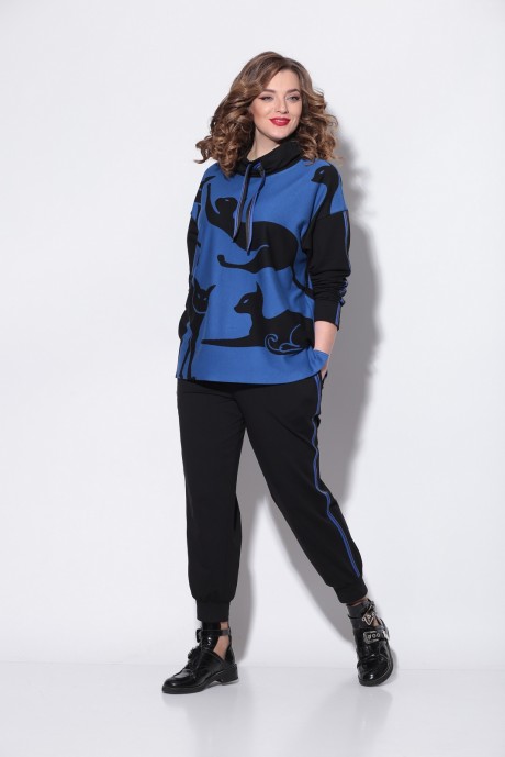 Спортивный костюм Кокетка и К 804 синий+черный размер 50-60 #1