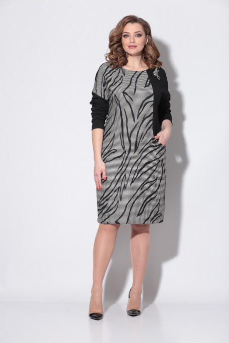 Платье Кокетка и К 805 серый+черный размер 52-56 #1