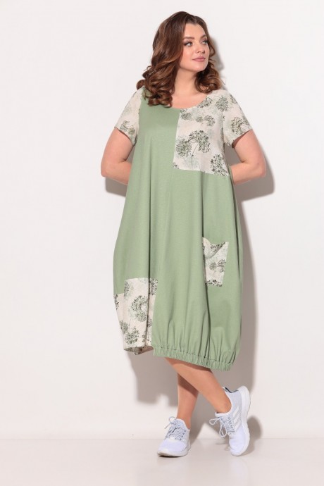 Платье Кокетка и К 858-1 зеленый размер 52-58 #2