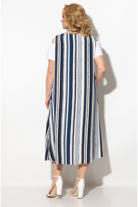 Платье Кокетка и К 852 сине-белая полоска размер 54-58 #3