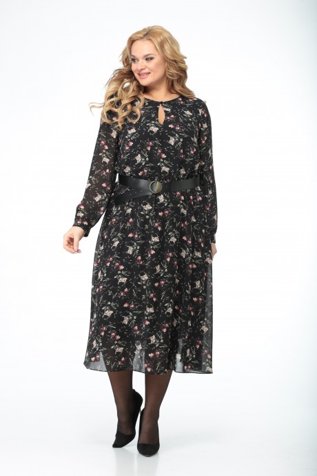 Вечернее платье Кэтисбел 1532 черн + кр. цветы размер 52-60 #1