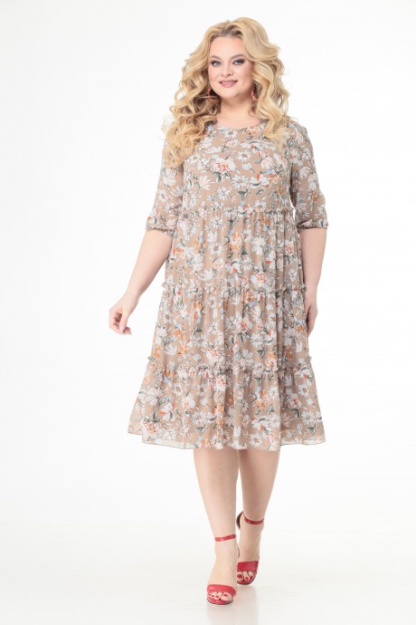 Платье Кэтисбел 1538 беж + цветы размер 52-60 #1