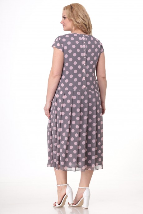 Платье Кэтисбел 1508 серый+розовый горох размер 48-60 #3