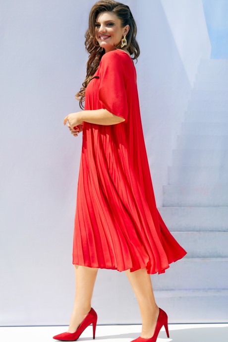 Платье Ликвидация Vittoria Queen 16873/2 красный плиссе размер 54 #3