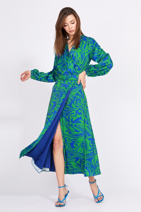 Платье Ликвидация EOLA 2401 зеленый+василек размер 50 #3