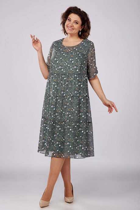 Платье Ликвидация ALGRANDA (Novella Sharm) A3968 -4 зеленый размер 66 #1