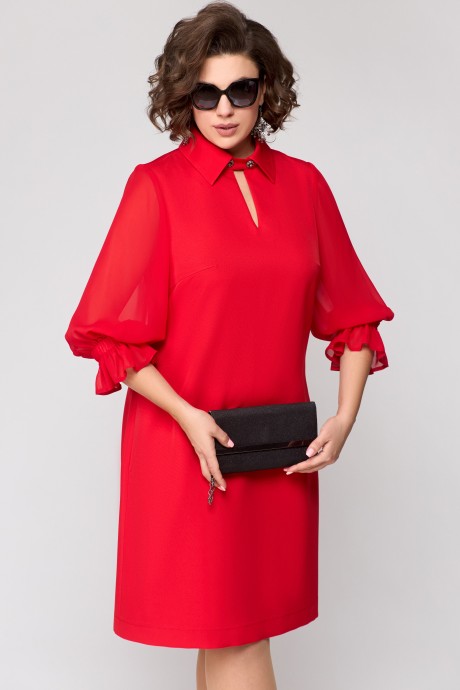 Платье Ликвидация EVA GRANT 7185 красный размер 58 #4