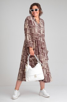 Платье Ликвидация GRATTO 8334 коричневый, принт #1