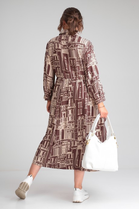 Платье Ликвидация GRATTO 8334 коричневый, принт размер 54 #4