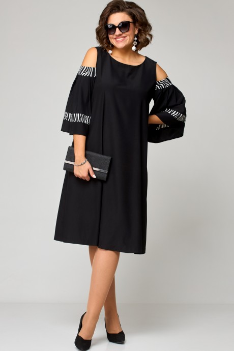 Платье Ликвидация EVA GRANT 7145 черный,зебра размер 58 #1