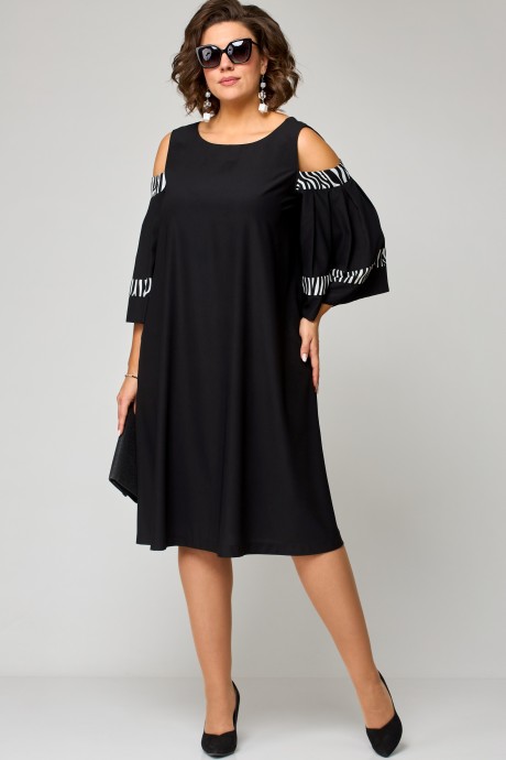 Платье Ликвидация EVA GRANT 7145 черный,зебра размер 58 #2