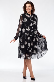 Платье Ликвидация Мублиз плюс 102 черный одуванчики #1