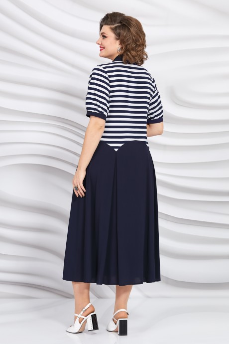 Платье Ликвидация Mira Fashion 5385 полоска, бело - синий размер 54 #2