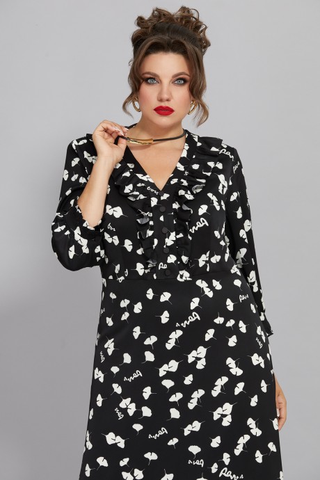 Платье Ликвидация Mira Fashion 5452 -2 черно-белый размер 50 #2