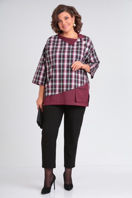 Блузка Ликвидация Michel Chic 751 /1 бордовый размер 54 #4
