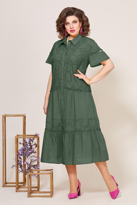 Платье Ликвидация Mira Fashion 5275-2 хаки размер 62 #1