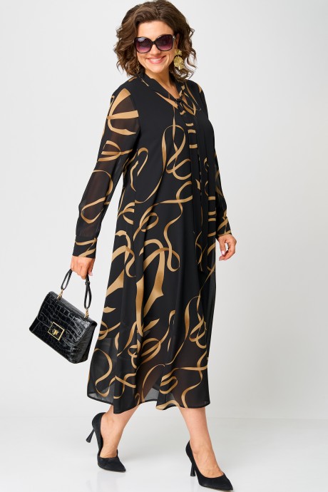 Платье Ликвидация EVA GRANT 7293 черный с принтом размер 54 #7