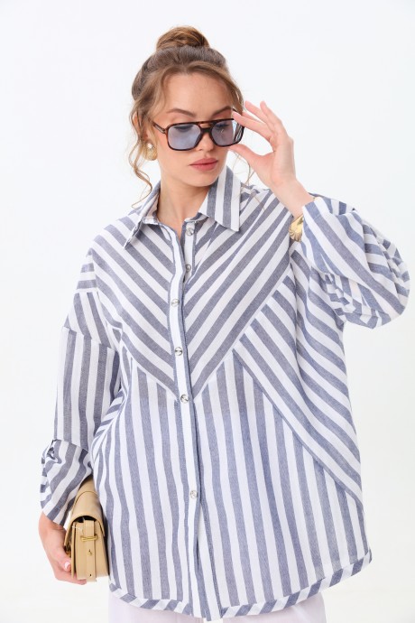 Рубашка Ликвидация NikVa н953 -2 сине-белые полосы размер 58 #1