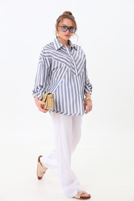 Рубашка Ликвидация NikVa н953 -2 сине-белые полосы размер 58 #3