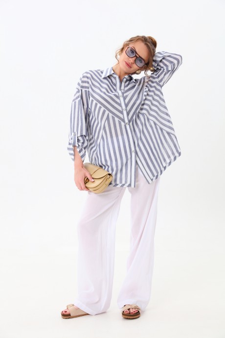 Рубашка Ликвидация NikVa н953 -2 сине-белые полосы размер 58 #4