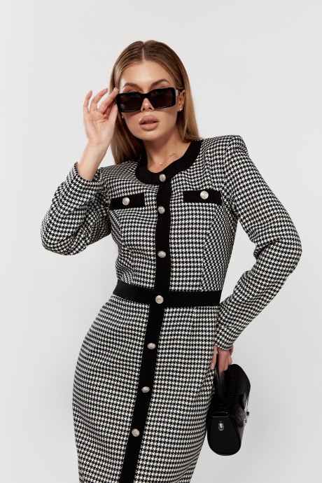 Платье Ликвидация DOGGI 3757 черно-белый размер 46 #5