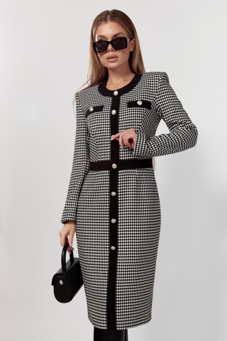 Платье Ликвидация DOGGI 3757 черно-белый размер 46 #6
