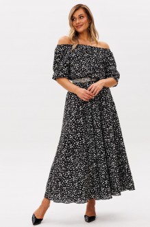 Платье Распродажа Anastasia м-1237 черный, принт камушки