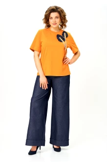 Брючный костюм Распродажа Michel Chic 1368 двойка /1 оранжевый, синий