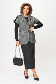 Юбочный костюм Распродажа Michel Chic 1433 двойка серая клетка,черный