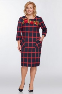 Bagira 437 синий/красная клетка с вышивкой "цветы" #1