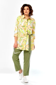 Брючный костюм Bagira 1107 двойка желтый, зеленый