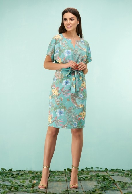 Платье Bazalini 3159 бирюзовый в цветы размер 48-56 #1