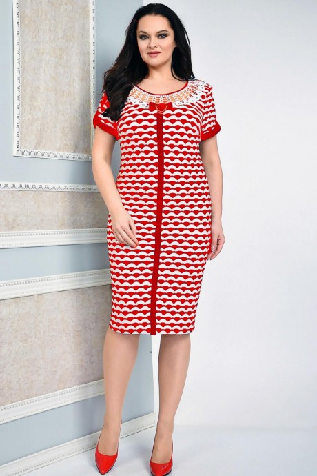 Вечернее платье SolomeaLux 454 -1 красный с белым размер 50-58 #1