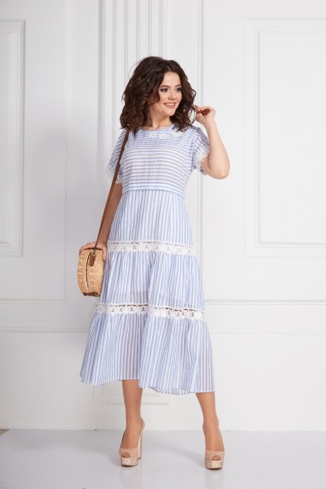 Платье SolomeaLux 586 голубой в белую полоску размер 50-58 #1