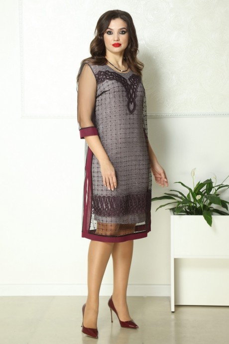 Вечернее платье SolomeaLux 761 серебро с бордовым размер 50-60 #1